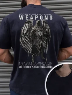 New OUKU Men's Templar Cross Graphic Prints Old People T Shirt Graphic Tee Cotton Short Sleeves Graphic Shirt Black Navy Blue Green Comfortable Tee Vacation Street Fashion Designer Clothing