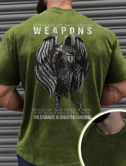 New OUKU Men's Templar Cross Graphic Prints Old People T Shirt Graphic Tee Cotton Short Sleeves Graphic Shirt Black Navy Blue Green Comfortable Tee Vacation Street Fashion Designer Clothing
