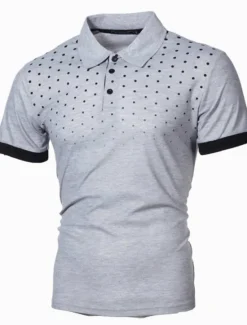 Outlet OUKU Men's Tennis Shirt Polo Shirt Casual Daily Collar Turndown Short Sleeve Streetwear Basic Color Block Patchwork Slim Black Red Deep Blue Grey Tennis Shirt