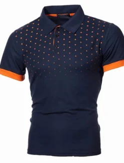 Outlet OUKU Men's Tennis Shirt Polo Shirt Casual Daily Collar Turndown Short Sleeve Streetwear Basic Color Block Patchwork Slim Black Red Deep Blue Grey Tennis Shirt