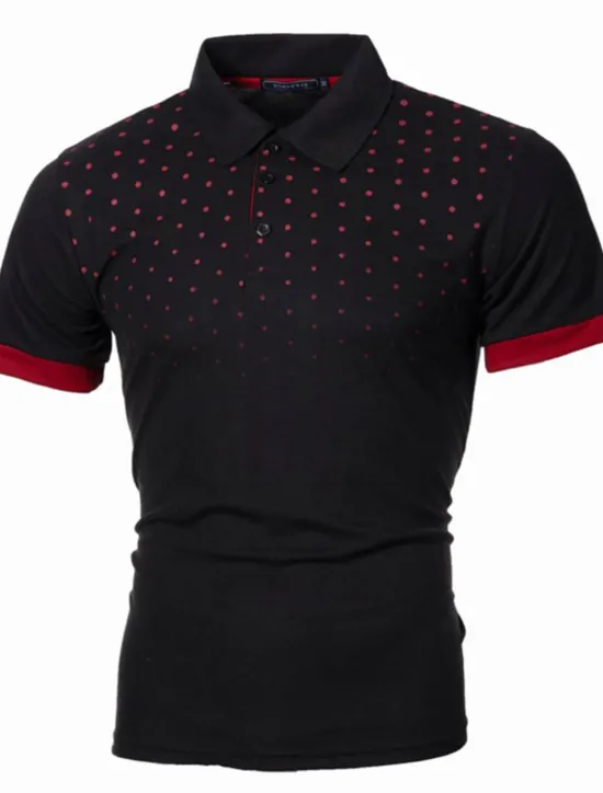 Outlet OUKU Men's Tennis Shirt Polo Shirt Casual Daily Collar Turndown Short Sleeve Streetwear Basic Color Block Patchwork Slim Black Red Deep Blue Grey Tennis Shirt