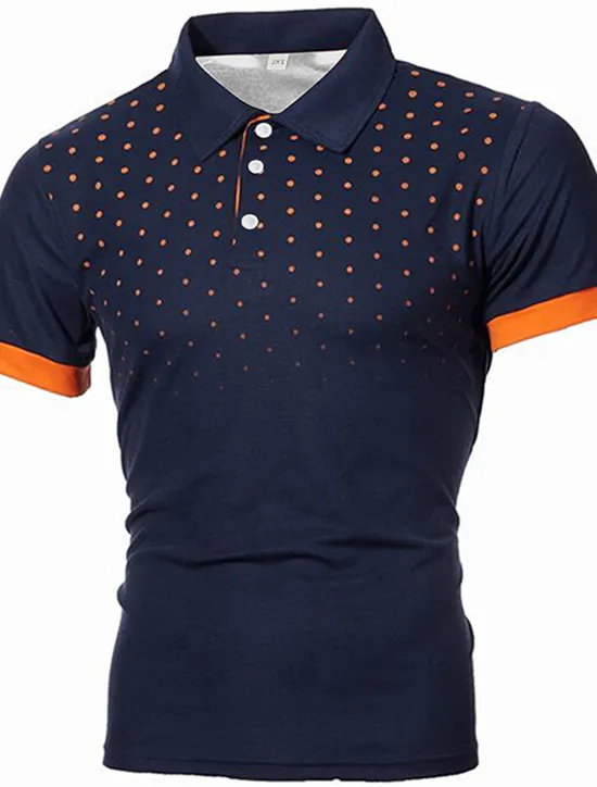 OUKU Men's Tennis Shirt Polo Shirt Work Business Collar Polo Collar Short Sleeve Streetwear Basic Graphic Polka Dot Print Regular Fit Black White Wine Navy Blue Blue Orange Tennis Shirt