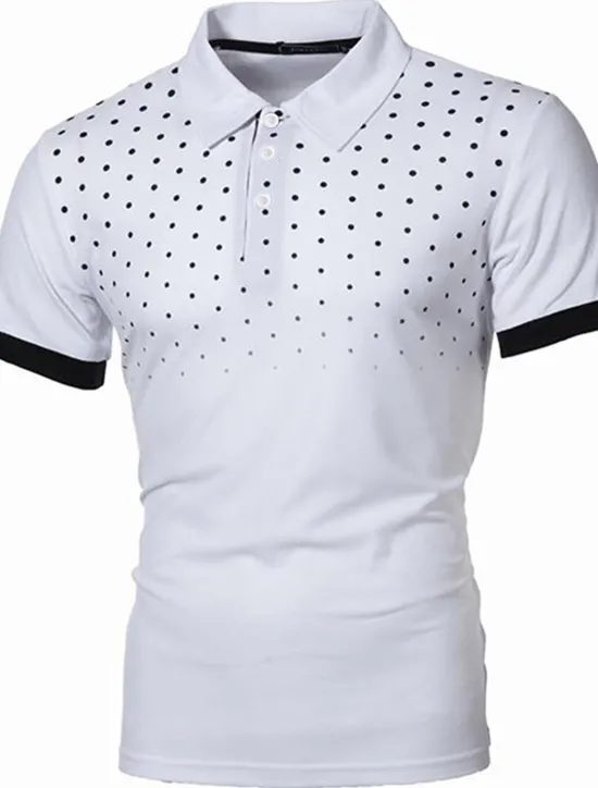 OUKU Men's Tennis Shirt Polo Shirt Work Business Collar Polo Collar Short Sleeve Streetwear Basic Graphic Polka Dot Print Regular Fit Black White Wine Navy Blue Blue Orange Tennis Shirt