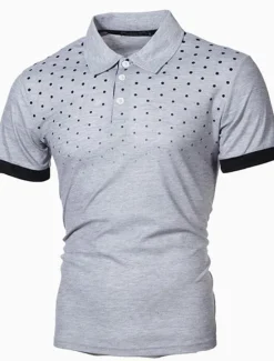 OUKU Men's Tennis Shirt Polo Shirt Work Business Collar Polo Collar Short Sleeve Streetwear Basic Graphic Polka Dot Print Regular Fit Black White Wine Navy Blue Blue Orange Tennis Shirt