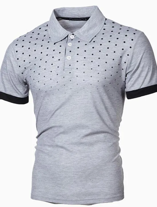 OUKU Men's Tennis Shirt Polo Shirt Work Business Collar Polo Collar Short Sleeve Streetwear Basic Graphic Polka Dot Print Regular Fit Black White Wine Navy Blue Blue Orange Tennis Shirt