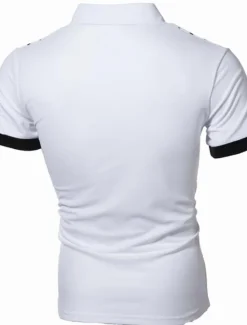 OUKU Men's Tennis Shirt Polo Shirt Work Business Collar Polo Collar Short Sleeve Streetwear Basic Graphic Polka Dot Print Regular Fit Black White Wine Navy Blue Blue Orange Tennis Shirt