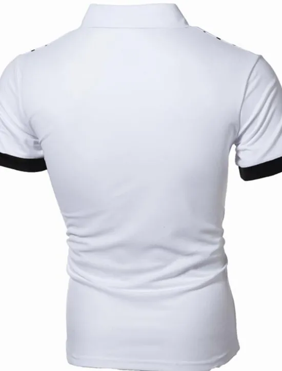OUKU Men's Tennis Shirt Polo Shirt Work Business Collar Polo Collar Short Sleeve Streetwear Basic Graphic Polka Dot Print Regular Fit Black White Wine Navy Blue Blue Orange Tennis Shirt