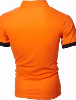 OUKU Men's Tennis Shirt Polo Shirt Work Business Collar Polo Collar Short Sleeve Streetwear Basic Graphic Polka Dot Print Regular Fit Black White Wine Navy Blue Blue Orange Tennis Shirt