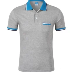 Online OUKU Men's Tennis Shirt Polo Shirt Sports golf shirts Collar Shirt Collar Short Sleeve Solid Colored Button Front Summer Regular Fit Black White Yellow Red Blue Purple Tennis Shirt