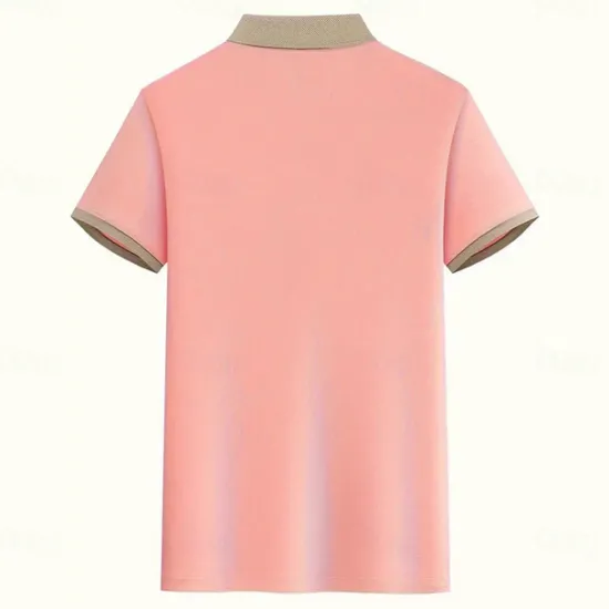 New OUKU Men's Text Eiffel Tower Polo Short Sleeve Polo Shirts Collared Shirts Business Casual School Athleisure Daily Wear 3D Print Summer Black Pink Navy Blue
