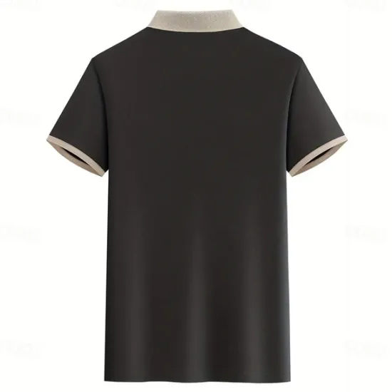 New OUKU Men's Text Eiffel Tower Polo Short Sleeve Polo Shirts Collared Shirts Business Casual School Athleisure Daily Wear 3D Print Summer Black Pink Navy Blue