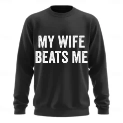 Clearance OUKU Men's Text Funny Slang Sweatshirt Fashion Daily Long Sleeve Crew Neck Black White Crewneck 3D All Seasons Designer