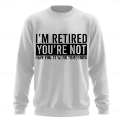 New OUKU Men's Text Funny Slang Sweatshirt Fashion Daily Long Sleeve Crew Neck Black White Crewneck 3D All Seasons Designer