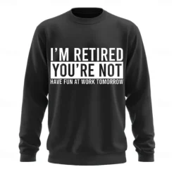 New OUKU Men's Text Funny Slang Sweatshirt Fashion Daily Long Sleeve Crew Neck Black White Crewneck 3D All Seasons Designer