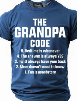 New OUKU Men's The Grandpa Code Funny Slang T Shirt Funny Family Short Sleeve T shirt 3D Print Crew Neck Shirt Fashion Basic Street Casual Daily Black White Red Summer Spring Clothing Apparel