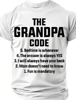 New OUKU Men's The Grandpa Code Funny Slang T Shirt Funny Family Short Sleeve T shirt 3D Print Crew Neck Shirt Fashion Basic Street Casual Daily Black White Red Summer Spring Clothing Apparel