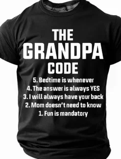 New OUKU Men's The Grandpa Code Funny Slang T Shirt Funny Family Short Sleeve T shirt 3D Print Crew Neck Shirt Fashion Basic Street Casual Daily Black White Red Summer Spring Clothing Apparel