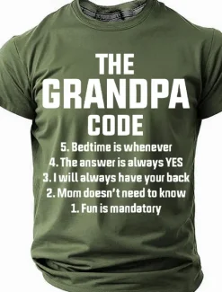 New OUKU Men's The Grandpa Code Funny Slang T Shirt Funny Family Short Sleeve T shirt 3D Print Crew Neck Shirt Fashion Basic Street Casual Daily Black White Red Summer Spring Clothing Apparel