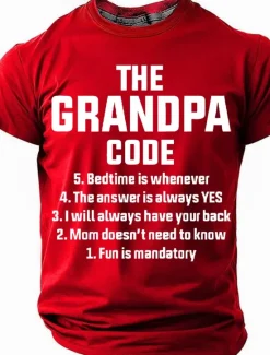New OUKU Men's The Grandpa Code Funny Slang T Shirt Funny Family Short Sleeve T shirt 3D Print Crew Neck Shirt Fashion Basic Street Casual Daily Black White Red Summer Spring Clothing Apparel
