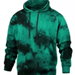 Hot OUKU Men's Tie Dye Graphic Prints Hoodie Hoodies Sweatshirt Streetwear Designer Long Sleeve Hooded Daily Sports Black Yellow Print Spring & Fall Designer