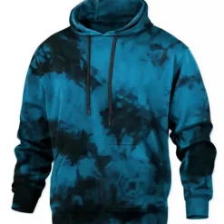 Hot OUKU Men's Tie Dye Graphic Prints Hoodie Hoodies Sweatshirt Streetwear Designer Long Sleeve Hooded Daily Sports Black Yellow Print Spring & Fall Designer