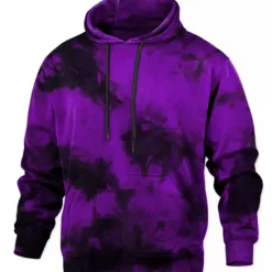 Hot OUKU Men's Tie Dye Graphic Prints Hoodie Hoodies Sweatshirt Streetwear Designer Long Sleeve Hooded Daily Sports Black Yellow Print Spring & Fall Designer