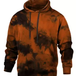 Hot OUKU Men's Tie Dye Graphic Prints Hoodie Hoodies Sweatshirt Streetwear Designer Long Sleeve Hooded Daily Sports Black Yellow Print Spring & Fall Designer