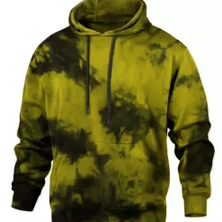 Hot OUKU Men's Tie Dye Graphic Prints Hoodie Hoodies Sweatshirt Streetwear Designer Long Sleeve Hooded Daily Sports Black Yellow Print Spring & Fall Designer