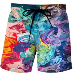 Online OUKU Men's Tie Dye Swim Trunks Swim Shorts Board Shorts Mid Waist Hawaiian Boho Outdoor Holiday Going out Pocket Drawstring Elastic Waist Designer Clothing Apparel
