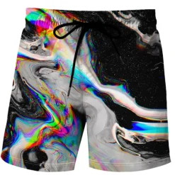 Online OUKU Men's Tie Dye Swim Trunks Swim Shorts Board Shorts Mid Waist Hawaiian Boho Outdoor Holiday Going out Pocket Drawstring Elastic Waist Designer Clothing Apparel