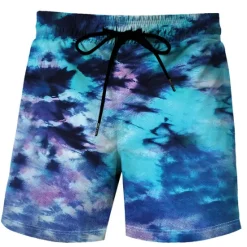 New OUKU Men's Tie Dye Swim Trunks Swim Shorts Board Shorts Mid Waist Streetwear Stylish Classic Style Casual Holiday Beach Drawstring Elastic Waist Designer Clothing Apparel