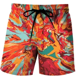 New OUKU Men's Tie Dye Swim Trunks Swim Shorts Board Shorts Mid Waist Streetwear Stylish Classic Style Casual Holiday Beach Drawstring Elastic Waist Designer Clothing Apparel