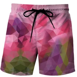 New OUKU Men's Tie Dye Swim Trunks Swim Shorts Board Shorts Mid Waist Streetwear Stylish Classic Style Casual Holiday Beach Drawstring Elastic Waist Designer Clothing Apparel