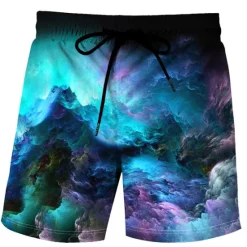 New OUKU Men's Tie Dye Swim Trunks Swim Shorts Board Shorts Mid Waist Streetwear Stylish Classic Style Casual Holiday Beach Drawstring Elastic Waist Designer Clothing Apparel