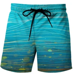 New OUKU Men's Tie Dye Swim Trunks Swim Shorts Board Shorts Mid Waist Streetwear Stylish Classic Style Casual Holiday Beach Drawstring Elastic Waist Designer Clothing Apparel