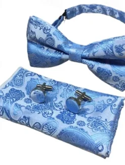 OUKU Men's Ties Bow Tie Pocket Square Cufflinks Sets Bow Tie Gift Box Work Wedding Gentleman Jacquard