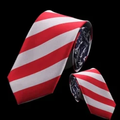 Sale OUKU Men's Ties Neckties Stripes and Plaid Formal Evening Festival Red