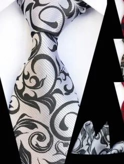 Sale OUKU Men's Ties Neckties Work Floral Jacquard Formal Business