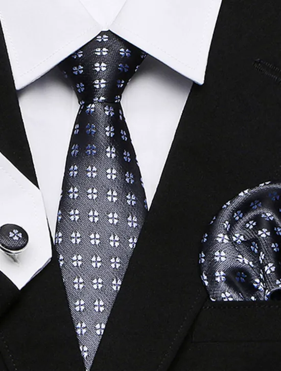 Online OUKU Men's Ties Pocket Square Cufflinks Sets Work Wedding Formal Style Classic Plaid Daily events