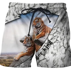 Hot OUKU Men's Tiger Letter Swim Trunks Swim Shorts Board Shorts Mid Waist Hawaiian Boho Outdoor Holiday Going out Pocket Elastic Waist Drawstring Designer Clothing Apparel
