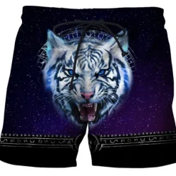 Hot OUKU Men's Tiger Letter Swim Trunks Swim Shorts Board Shorts Mid Waist Hawaiian Boho Outdoor Holiday Going out Pocket Elastic Waist Drawstring Designer Clothing Apparel