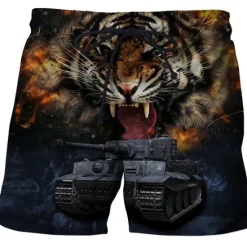 Hot OUKU Men's Tiger Letter Swim Trunks Swim Shorts Board Shorts Mid Waist Hawaiian Boho Outdoor Holiday Going out Pocket Elastic Waist Drawstring Designer Clothing Apparel