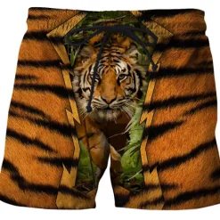 Hot OUKU Men's Tiger Letter Swim Trunks Swim Shorts Board Shorts Mid Waist Hawaiian Boho Outdoor Holiday Going out Pocket Elastic Waist Drawstring Designer Clothing Apparel