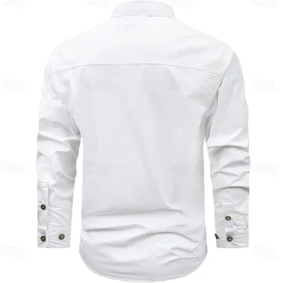 Best OUKU Men's Tiger Work Shirt Western Shirt Cargo Shirt Long Sleeve Vintage Casual Western Style Sports & Outdoor Going out Winter Spring & Fall Turndown Print Black White Army Green Red Blue