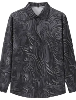 Online OUKU Men's Totem Halloween Costumes Shirt Button Up Shirt Long Sleeve Vintage Gothic Outdoor Halloween Street Fall & Winter Turndown Buttons Print Black Blue Purple Green