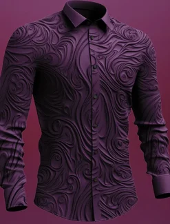 Clearance OUKU Men's Totem Shirt Button Up Shirt Long Sleeve Vintage Gothic Outdoor Halloween Street Fall & Winter Turndown Buttons Print Black Purple Green khaki
