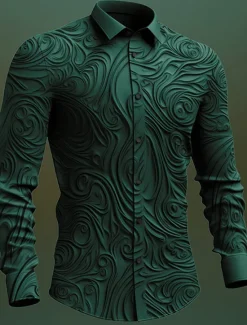 Clearance OUKU Men's Totem Shirt Button Up Shirt Long Sleeve Vintage Gothic Outdoor Halloween Street Fall & Winter Turndown Buttons Print Black Purple Green khaki