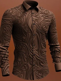 Clearance OUKU Men's Totem Shirt Button Up Shirt Long Sleeve Vintage Gothic Outdoor Halloween Street Fall & Winter Turndown Buttons Print Black Purple Green khaki