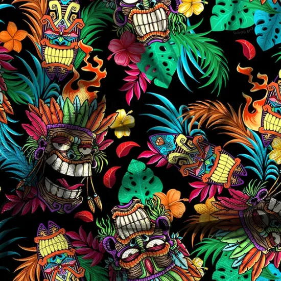 Outlet OUKU Men's Totem Shirt Summer Hawaiian Shirt Aloha Shirt Short Sleeve Shirt Turndown Vacation Hawaiian Outdoor Vacation Hawaiian Blue Fuchsia Green S M L