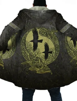 Sale OUKU Men's Totem Winter Coat Fleece Jacket Coat Warm Breathable Comfortable Vintage Abstract Sports & Outdoor Daily Wear Going out Zipper Pocket Print Fall & Winter Hoodie Long Sleeve Black Green Gray